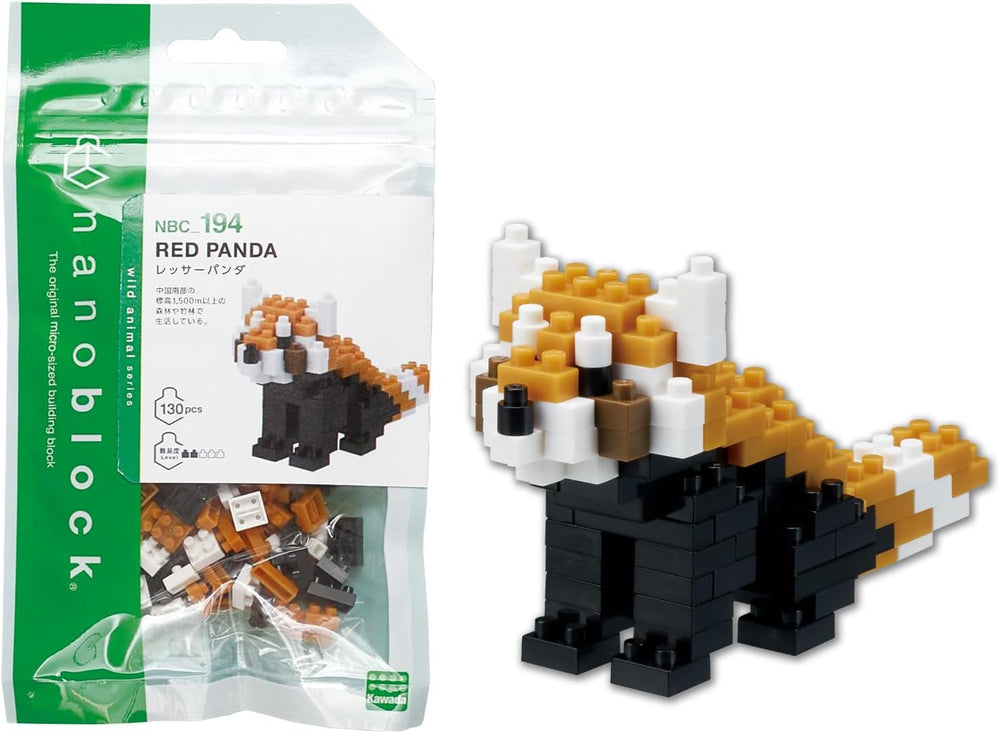 Bandai – Nanoblok – Roter Panda – Červená Panda – Mini-Bausteinfigur – Baukastenspiel – Pixel-Tierfiguren-Bausatz Panda – NBC194