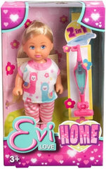Simba Evi Love Home Puppe – Ankleidepuppe mit 2v1 Staubsauger, Haushalts Rollenspiel mit Zubehör, kleine Modepuppe zum Spielen, 12 cm, ab 3 Jahre
