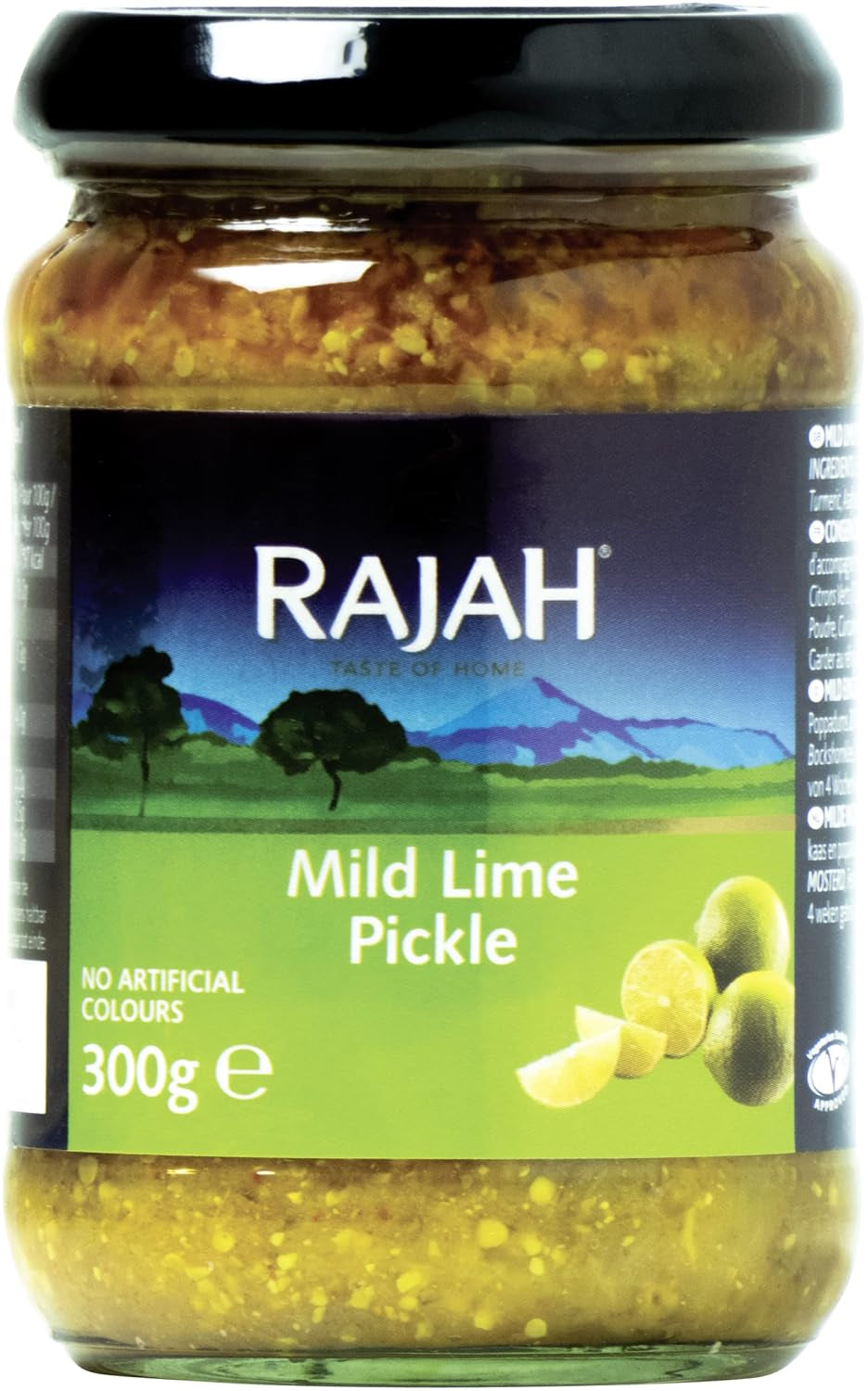 Rajah Mild Lime Pickle – Jemná eingelegte Limetten – Ideal als Begleitung zu Curry, Fleisch, Käse, Poppadums & Vorspeisen – 1 x 300 g