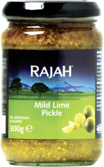 Rajah Mild Lime Pickle – Jemná eingelegte Limetten – Ideal als Begleitung zu Curry, Fleisch, Käse, Poppadums & Vorspeisen – 1 x 300 g