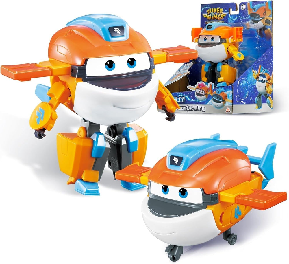 Transformační letadlo Super Wings Supercharged Traver, přibl. 12,7 cm velká dětská figurka na hraní Letadlo a figurka robota pro chlapce a dívky starší 3 let Stříbrné akční figurky Naty Shop Taki