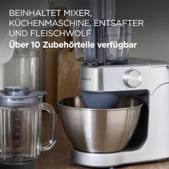 Kenwood Prospero+ KHC29A.R0SI Küchenmaschine, 4,3 L Edelstahlschüssel, Inkl. 10-Teiligem Zubehör-Set Mit Fleischwolf, Glas-Mixer, Zitruspresse, Entsafter Und Mehr, Inkl. Easyweigh Waage, 1000W, Silber Mother and Child Naty Shop