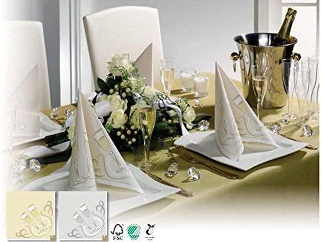 Papstar, 50 de șervețele "ROYAL Collection" 1/4 fold 40 Cm X 40 Cm Gold "Festive Moments", #86297