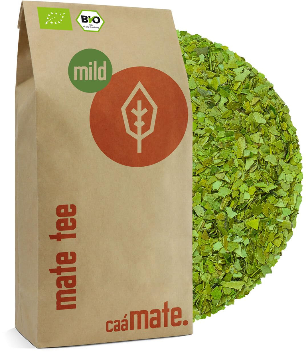 Ceai Mate Bio Mild 1 kg - Pur, proaspăt și verde - Uscat la aer - Yerba Mate organic - Controlat, certificat și ambalat în Germania (1000 g)