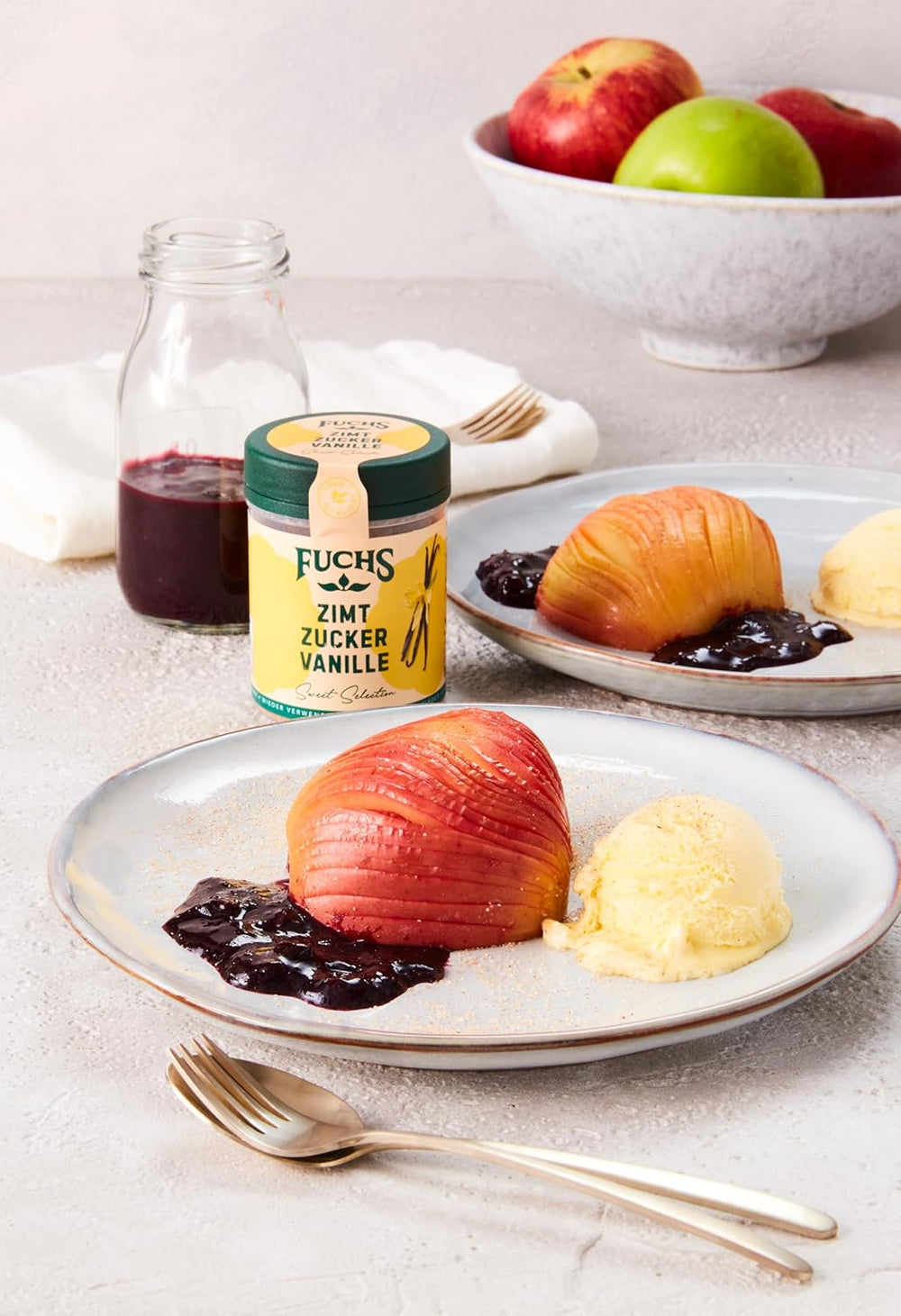 Fuchs Gewürze - Zimt Zucker Vanille - Gewürz zum Versüßen von Wafeln, Milchgetränken oder Joghurt - aus natürliche Ingredient - 100 g v wiederverwendbarer, recyclebarer Dose