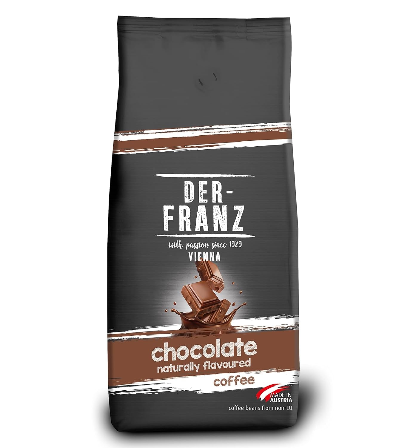Cafea Der-Franz, amestec de Arabica și Robusta, prăjită, boabe întregi aromate cu alune naturale UTZ Cafea Naty Shop 1 Kg Ciocolata