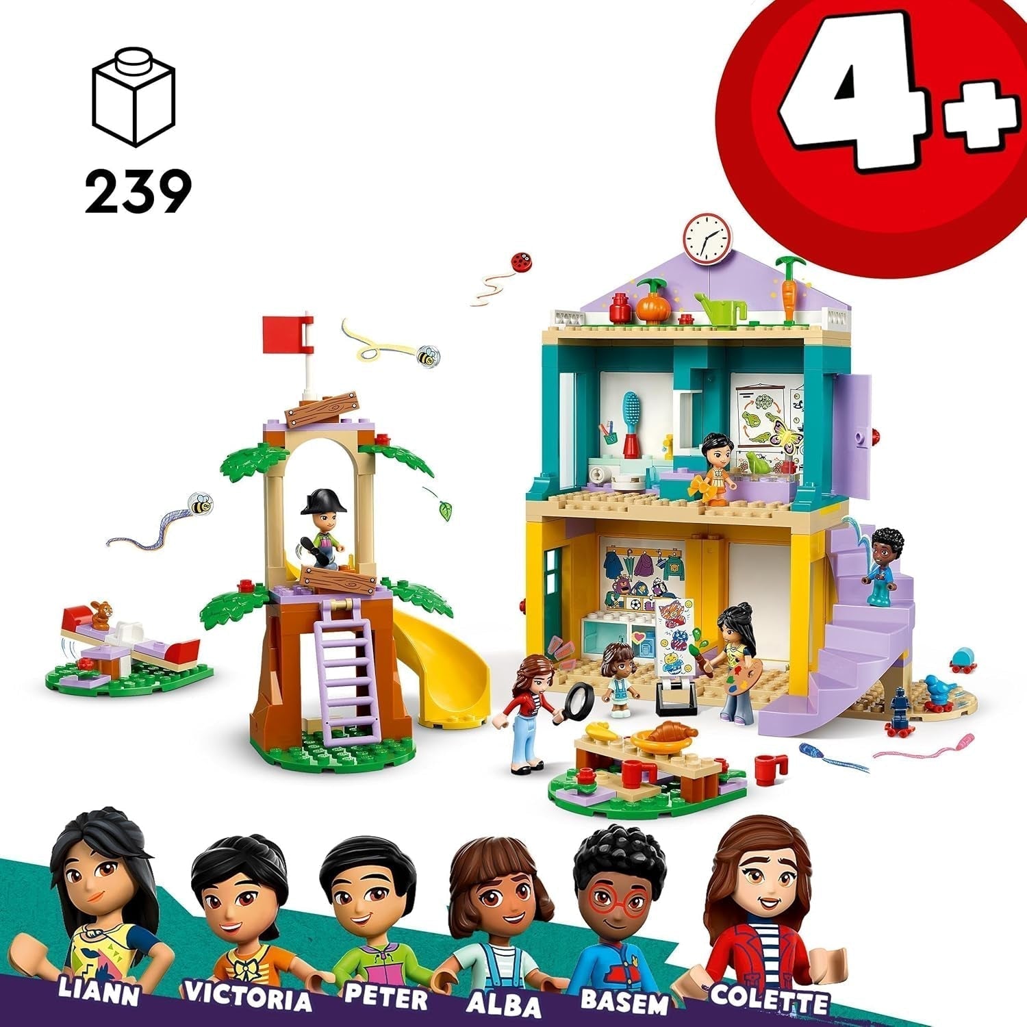 LEGO Friends Hrací sada pro mateřskou školu v městečku Heartlake pro dívky a chlapce 4 roky stará kreativní hra na role se 2 figurkami a 4 mikrofigurkami Hračka pro sociální rozvoj 42636 Stavebnice Besuche den LEGO-Store