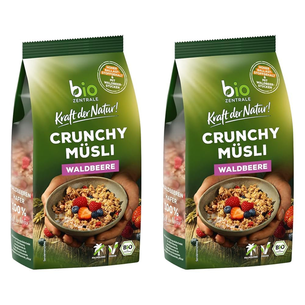 Křupavé müsli s lesním ovocem Biozentrale | 375 g bio müsli | Ideální na snídani a šálek müsli s sebou | Alternativa k müsli tyčinkám