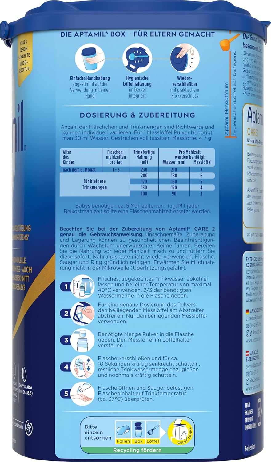 Aptamil Care 2 – Vhodné i pro děti narozené císařským řezem – 1 x 800 g