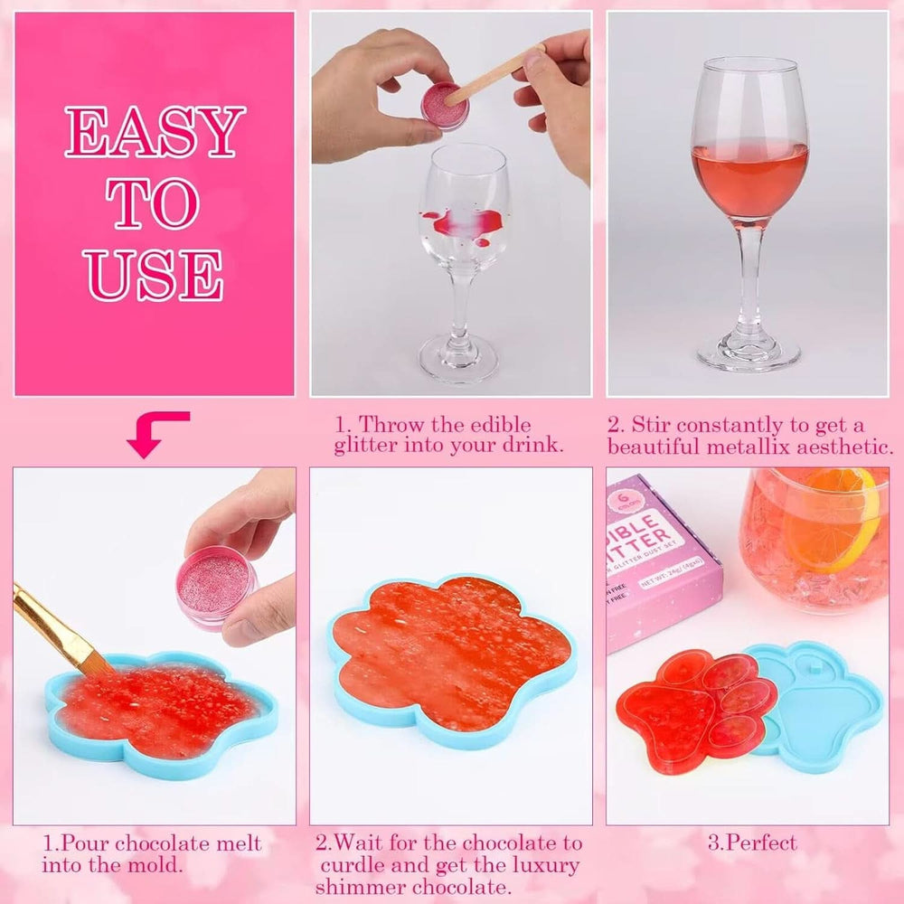 Jedlé třpytky, sada 4 nebo 6 barevných odstínů, 4 gramy na produkt Glitter Naty Shop