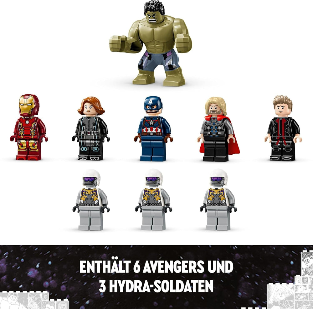 LEGO Marvel Avengers Assemble: Age of Ultron, stavějte a hrajte set s 8 minifigurkami superhrdinů, jako jsou Thor, Hulk a Iron Man, stavebnice pro chlapce a dívky, sada dobrodružství 76291 Stavebnice Besuche den LEGO-Store