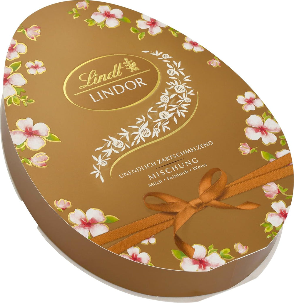 Velikonoční směs Lindt Čokoláda LINDOR | Krabice 144g | Vajíčka LINDOR, která se rozplývají v ústech ve třech variantách: Mléčná čokoláda, Hořká čokoláda, Lískový ořech | Velikonoční čokoláda | Čokoládový dárek | 1 balení