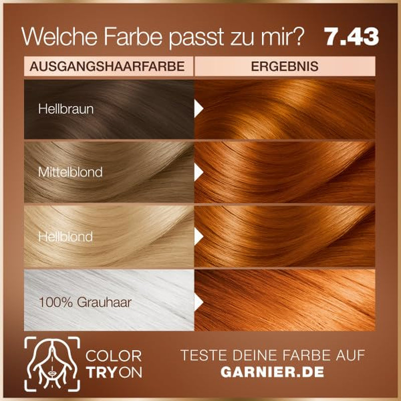 GOOD Permanent Hair Colour 7.43 Turmeric Copper - Colorare fără amoniac, până la 100% acoperire gri + True Treasures Hair Serum, cu miere de salcâm pentru mai multă strălucire și suplețe Vopsea pentru par Naty Shop