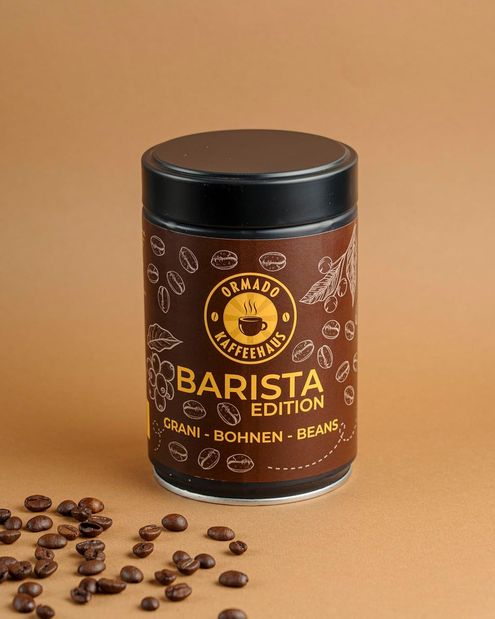 Ormado Coffee House Ediție Barista, Boabe de cafea Kenya patentate – Amestec Arabica și Robusta, Boabe de cafea întregi pentru aparate de cafea complet automate, Boabe prăjite, Cafea corpolentă 250g, Complet automată
