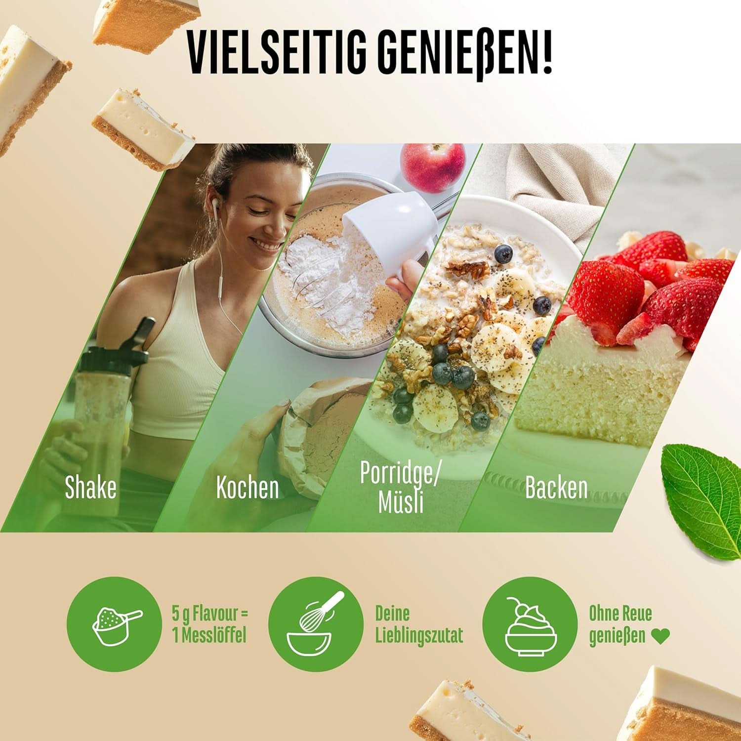 Prášek s příchutí biscuit Chessecake se spoustou kousků - 250 gramů Naty Shop Flavors