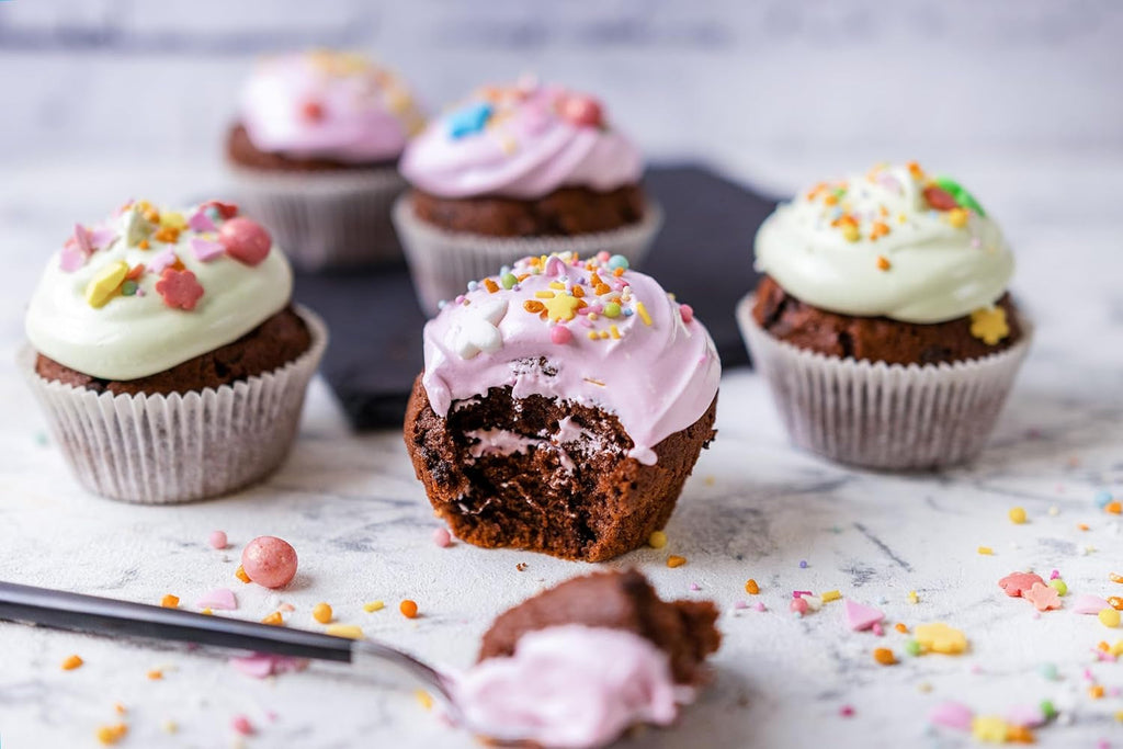 RUF Glutenfreie Muffins Schoko Mit Kakaoglasur, Backmischung Für Schokoladige American Style Muffins, Zöliakie Geeignet, Inkl. 12 Muffinförmchen Naty Shop