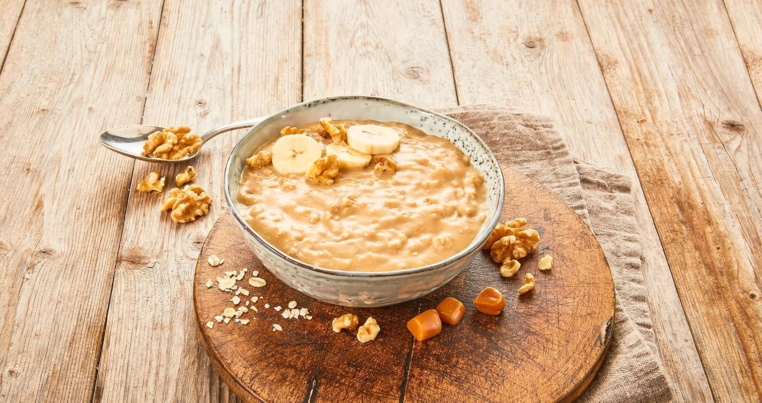 Caramel Oat Pudding, harmonická směs karamelového pudinku a celozrnných ovesných vloček, bez cukru, slazený agávovým sirupem, 1 sáček x 64g (4 balení)