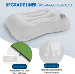 HIKENTURE Pernă gonflabilă de camping / călătorie cu față de pernă detașabilă, pernă ergonomică, pernă confortabilă pentru gât pentru călătorie / exterior, pernă gonflabilă de călătorie pentru gât (verde) ... Perne ortopedice cervicale Naty Shop