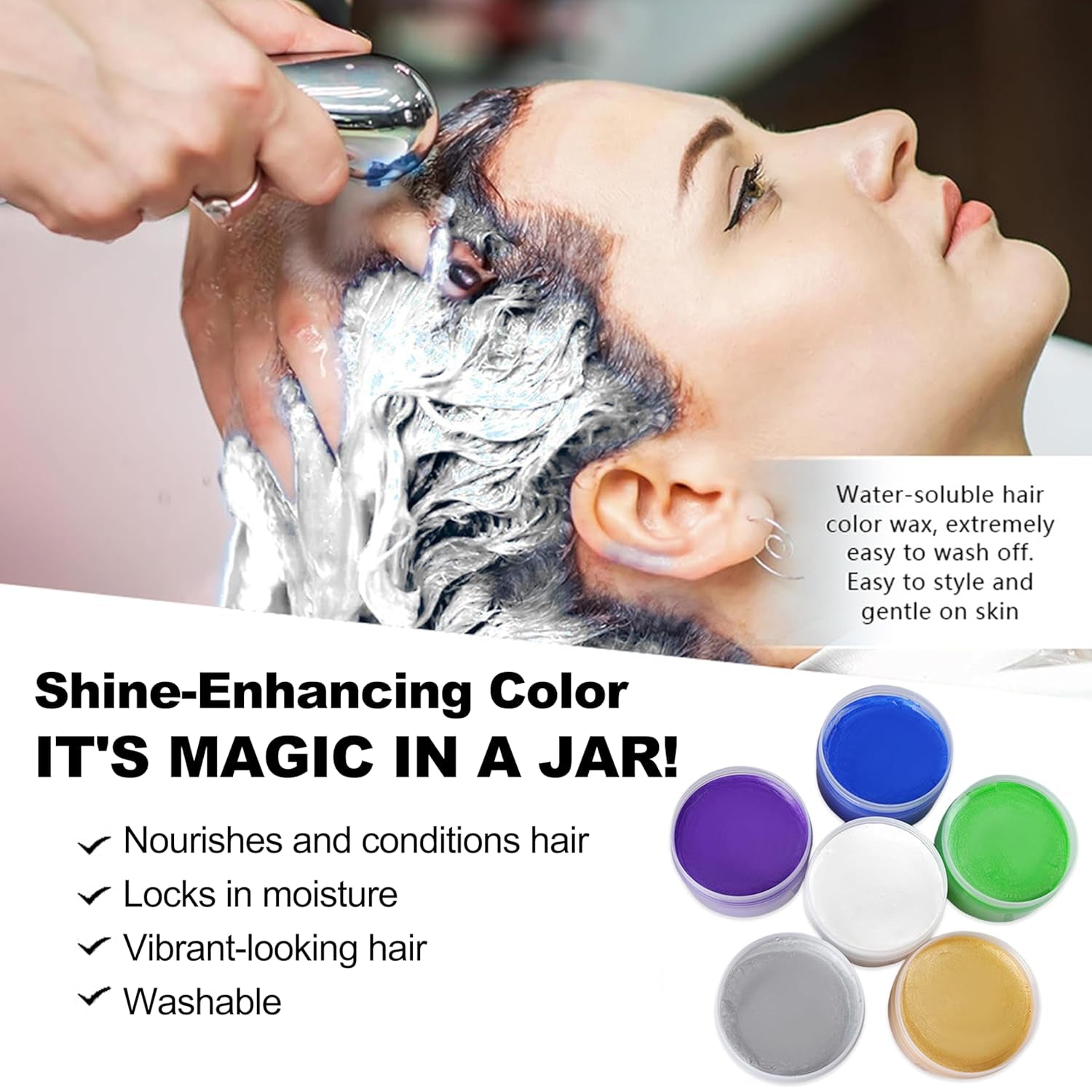 Vopsea de păr temporară verde, Styling Hair Tone pentru bărbați femei, Pomadă pentru coafură naturală, Ceară de vopsit părul pentru petreceri, Cosplay & Halloween, Crăciun, Vopsea de păr temporară cremă (100g, verde) Vopsea pentru par Naty Shop