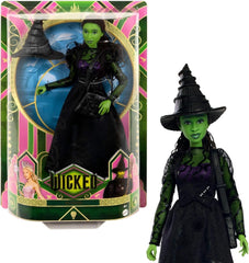 Módní panenka Mattel Wicked Elphaba a doplňky se zelenou pletí, černými vlasy zapletenými do copu, různými možnými pozicemi a prodloužitelným vzhledem plesových šatů, HXT62, [vícebarevné] Výchozí název Naty Shop Dolls