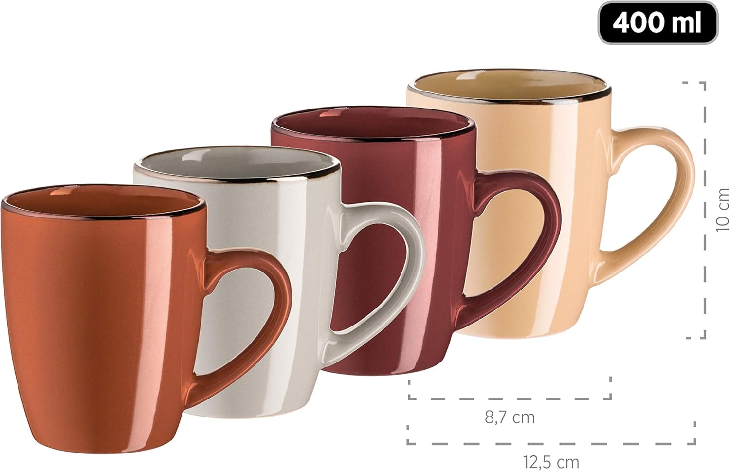 MÄSER 931871 Kovový okraj, Moderní nádobí pro 4 osoby s okrajem v barvě mosazi, 16dílná kombinovaná služba Sady nádobí Naty Shop