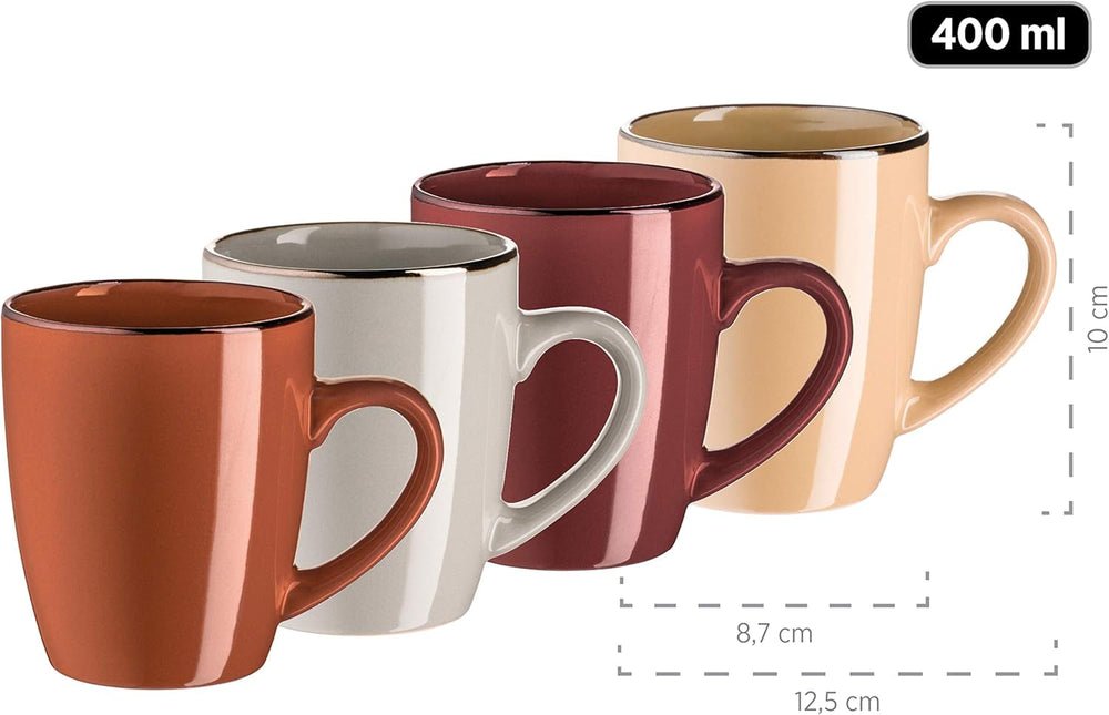 MÄSER 931871 Kovový okraj, Moderní nádobí pro 4 osoby s okrajem v barvě mosazi, 16dílná kombinovaná služba Sady nádobí Naty Shop