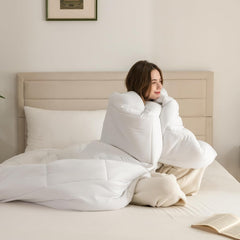 Zimní přikrývka Good Nite 200X200 cm 460Gsm Teplá přikrývka na zimní povlečení Přikrývka z polyesteru plněná mikrovláknem Bílá přikrývka na spaní 200X200Cm Přikrývky a přikrývky Naty Shop