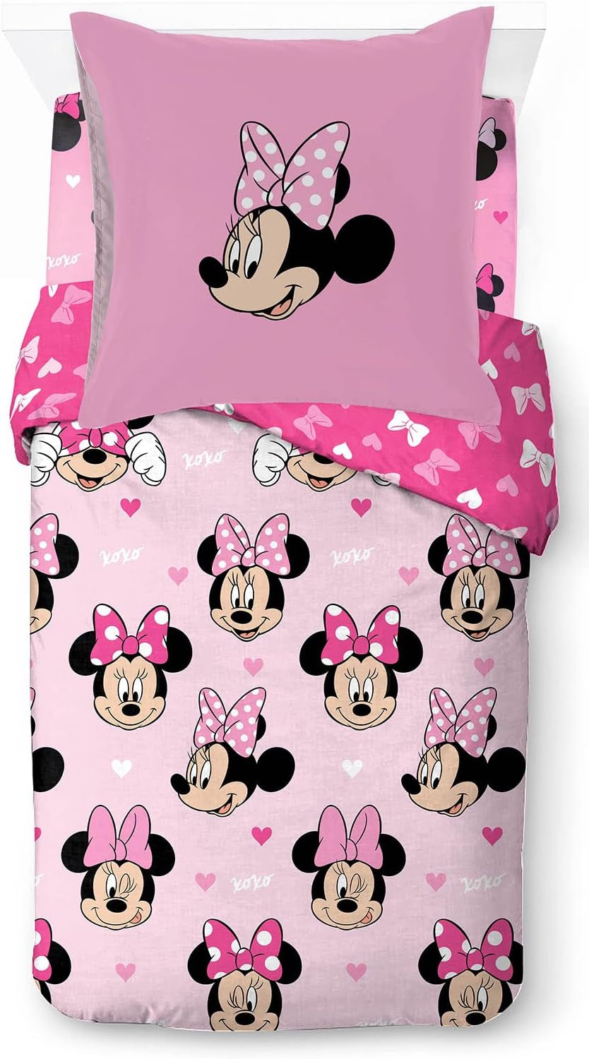 Dětské povlečení, postavičky Disney, 100% bavlna Dětské povlečení Naty Shop Pink - Minnie Mouse 135X200/80X80 (3 kusy)