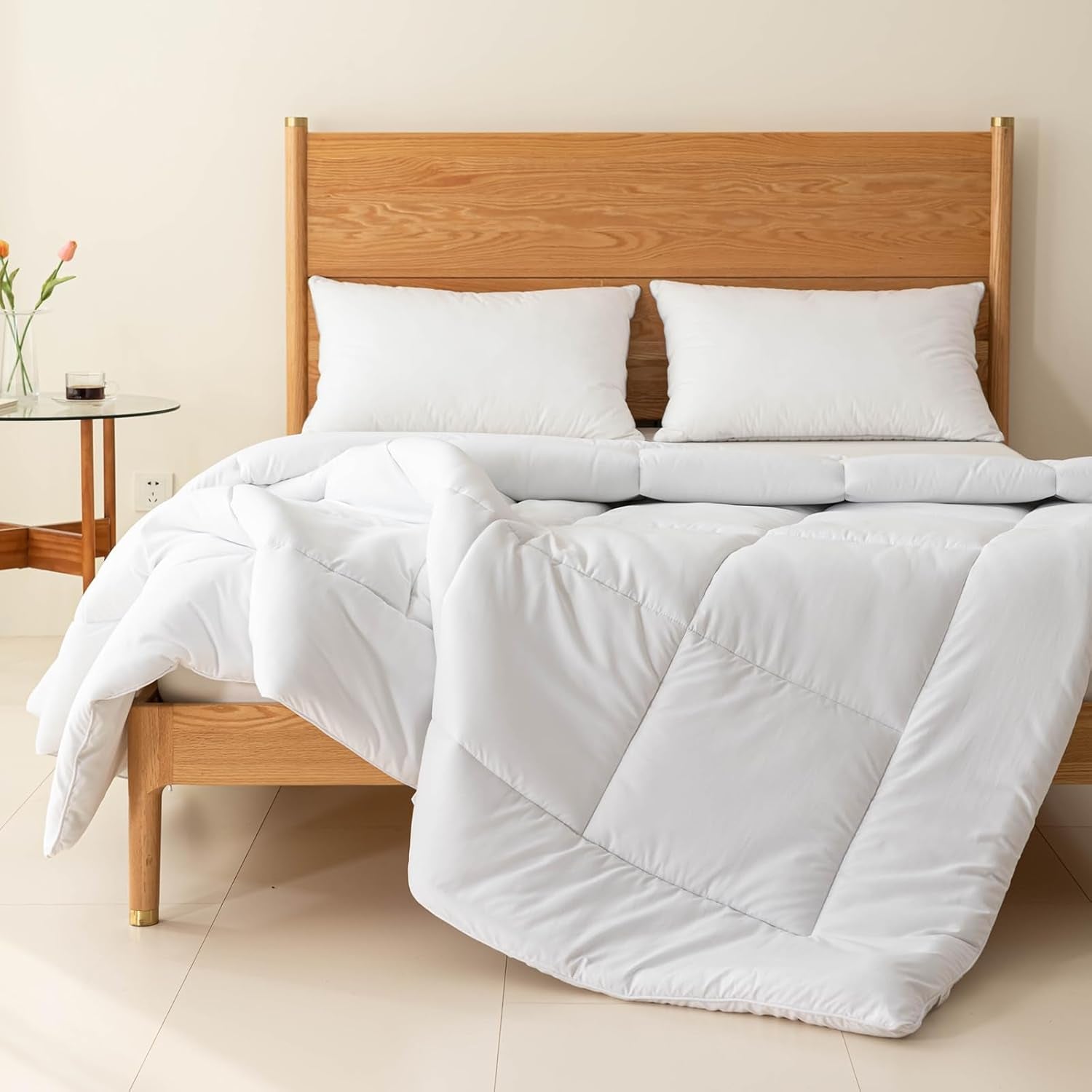 Plapumă Good Nite Plapumă pentru toate anotimpurile 155X220 Cm Plapume 4 anotimpuri Plapumă din microfibră Plapumă pentru patru anotimpuri Alb (155X220 Cm) Plapumi si pilote Naty Shop