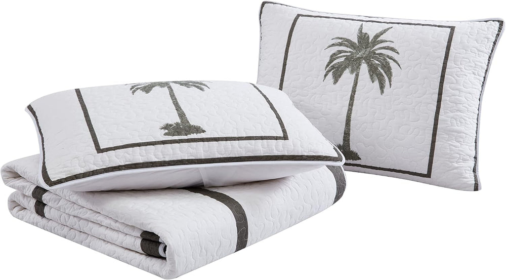Tommy Bahama Palm Island Collection | Přikrývka – 100% bavlna, oboustranná, měkká a prodyšná, předepraná pro extra měkkost, královská postel, šedá Přikrývky a přikrývky Naty Shop
