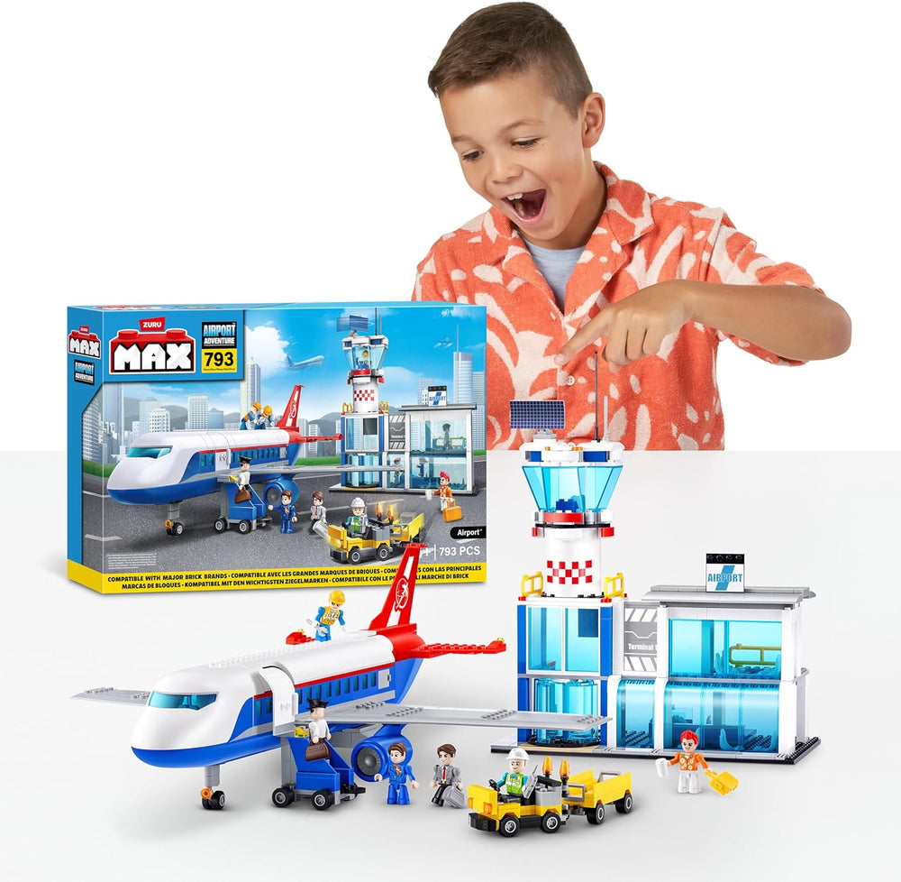 MAX Adventure Spielset Flughafen (793 Teile) Bausteine ​​​​Spielzeug für Kinder ab 5 Jahren Fahrzeuge Auspacken Rozbalení