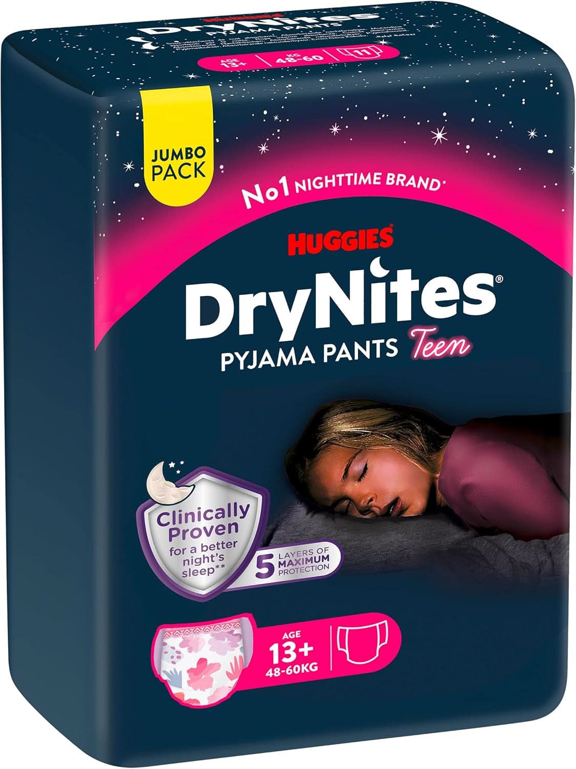 Huggies Drynites Nachtwindeln Bei Bettnässen, Für Mädchen Ab 13 Bis Ca. 17 Jahre (48-60 KG), 33 Stück (3X11), Jumbo-Monatspack, Plenky-Pants XL Příslušenství Jídlo a kojení Baby Naty Shop