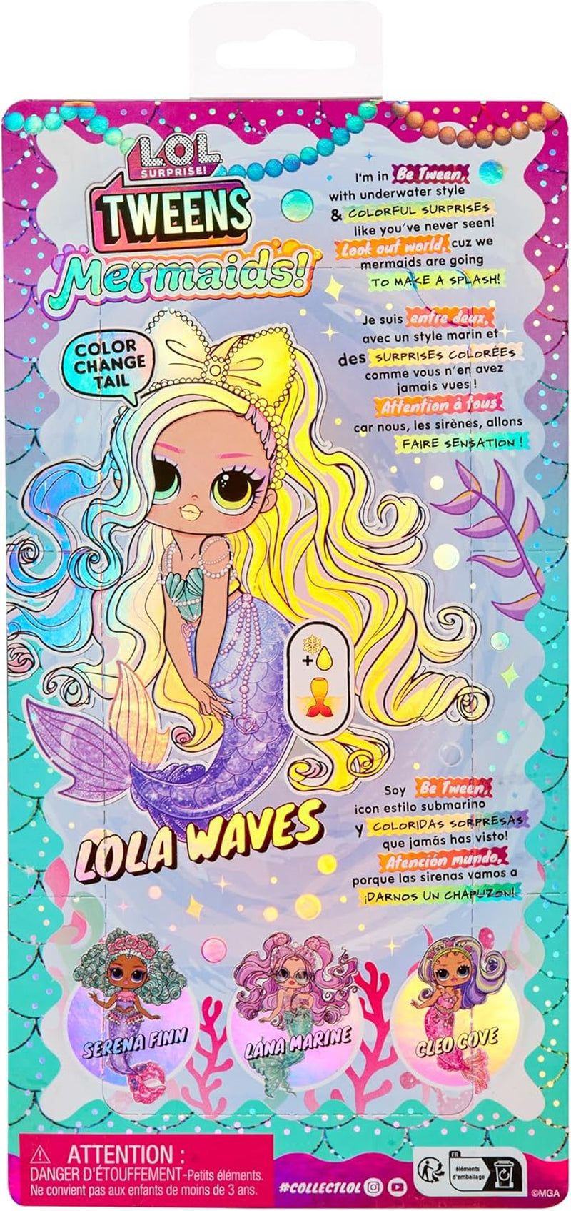 L.O.L. Surprise! Tweens - Mermaid Lola Waves - Modepuppe mit Farbwechselndem Schwanz, Beweglicher Flosse und Schönen Accessoires - Spielzeug für Kinder und Sammler ab 4 Jahren