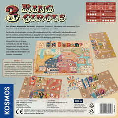 KOSMOS 684648 3-kroužková cirkusová desková hra pro dospělé 12+ Strategická hra Společenská hra pro 1-4 hráče USA Travel Circus Konec 19. století