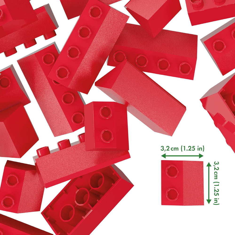 Hubelino 400369 68dílná Dachsteine ​​​​Sada, červená Dachziegel, kompatibilní s velkými Bausteiny Anderer Hersteller, Made in Germany