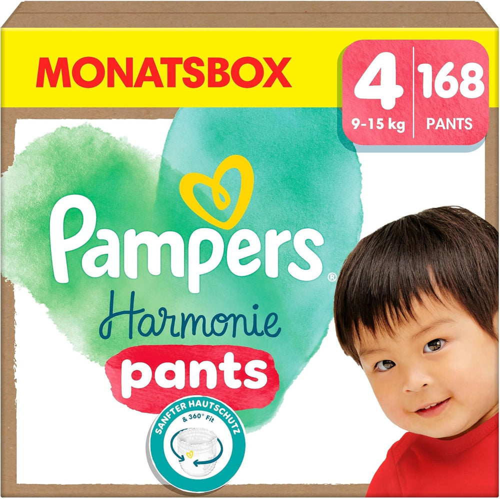 Plenky Pampers Harmony Pants vel. 4, plenky 168, 9 kg - 15 kg, jemná ochrana pokožky a 360° komfort