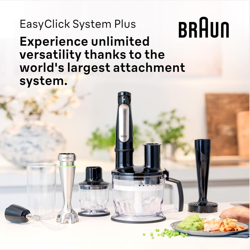 Braun Homehold Hogar Multiquick 7 Mixer, Spritzschutz, Spülmaschinenfest, Bpa-Frei, 600 Ml, Zerkleinerer 500 Ml, Eisklinge, MQ 7035XBI, 1000 W, Schwarz, MQ7035XBI Kitchen Naty Shop