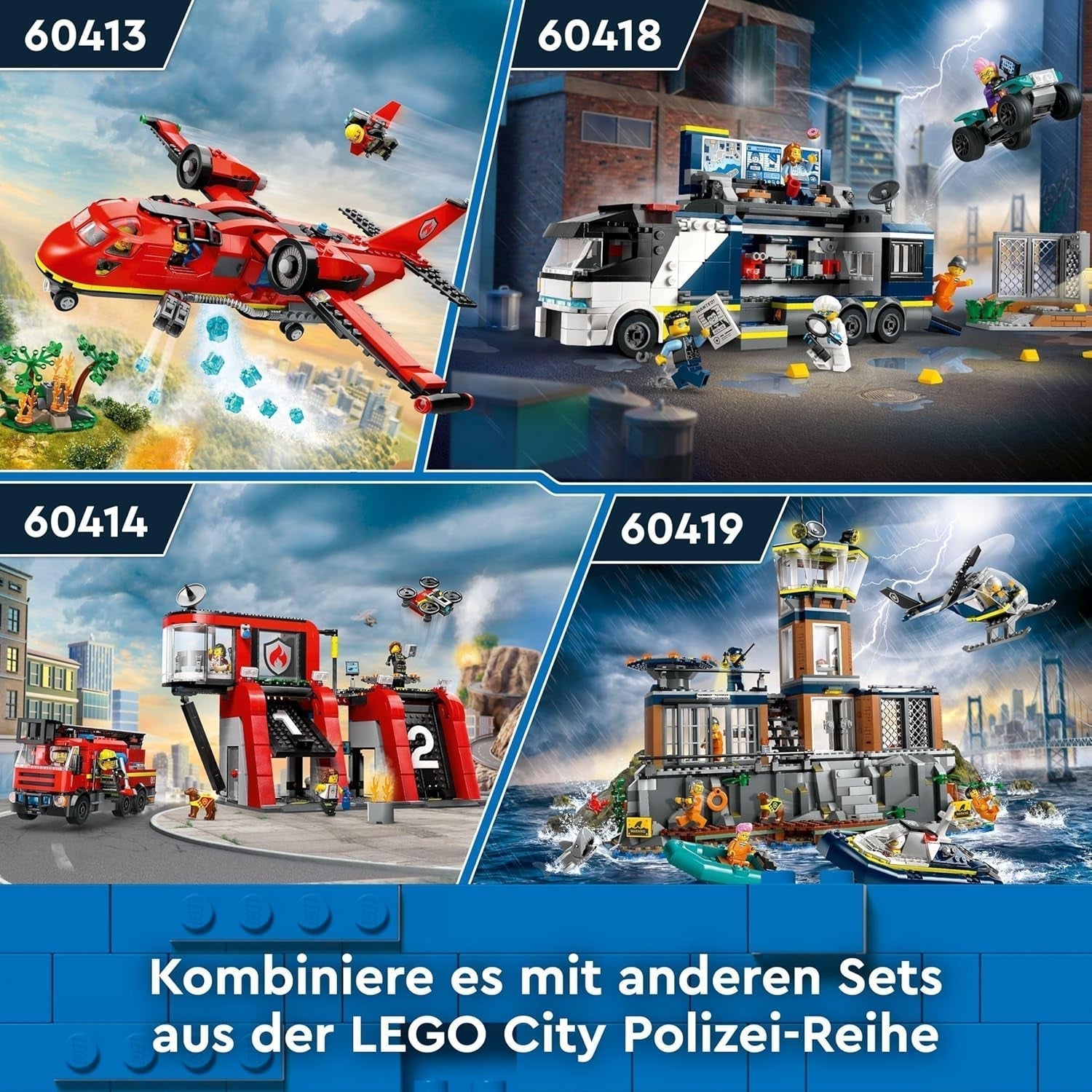 LEGO City Hasičské letadlo, dětská hračka sada hasičského letadla, stavebnice se 3 figurkami hasičů a ohnivou dekorací, skvělý tip na dárek pro chlapce a dívky od 6 let 60413 Stavebnice Besuche den LEGO-Store