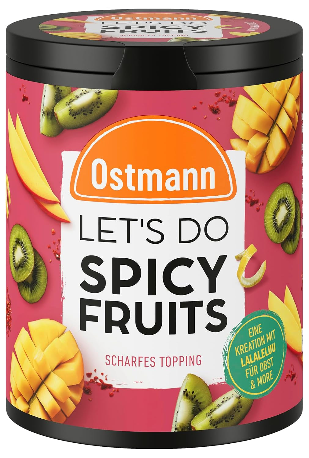Ostmann Gewürze - Pojďme udělat pikantní ovoce | Würzmischung für süßes Obst vytvořil Lalaleluu | scharfes Obst-Topping s chilli und Pfeffer, lecker auf Apfel nebo Mango | 70 g v Metalldose Recyclebar