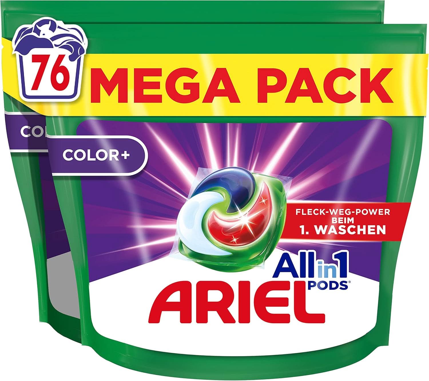 Detergent Ariel PODS All-In-1, 76 mytí, barevný mycí prostředek, zářivé čištění Detergenty Rufe Naty Shop 76 kapslí Model Předchozí
