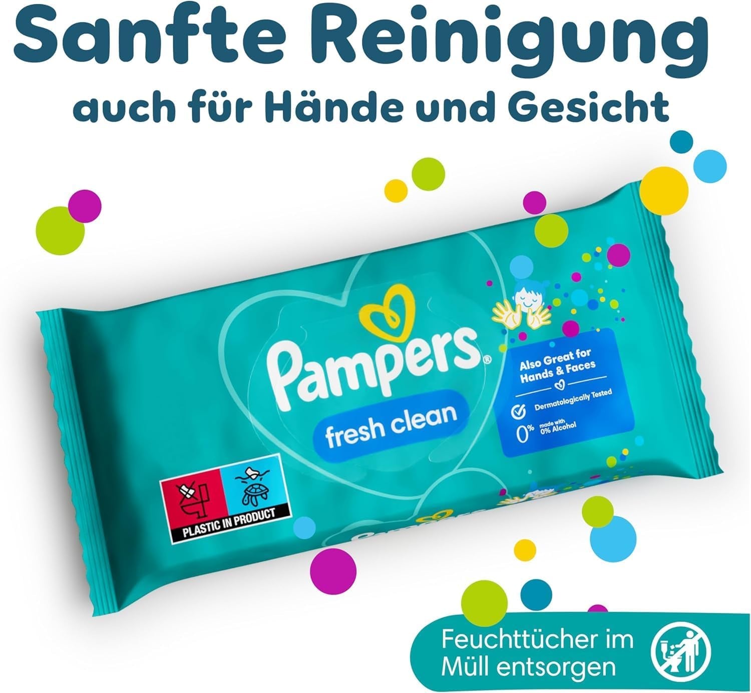 Pampers Fresh Clean Wet Wipes, 1872 ubrousků (36x52 kusů), jemně parfémované, vhodné i na ruce a obličej