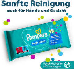 Pampers Fresh Clean Wet Wipes, 1872 ubrousků (36x52 kusů), jemně parfémované, vhodné i na ruce a obličej