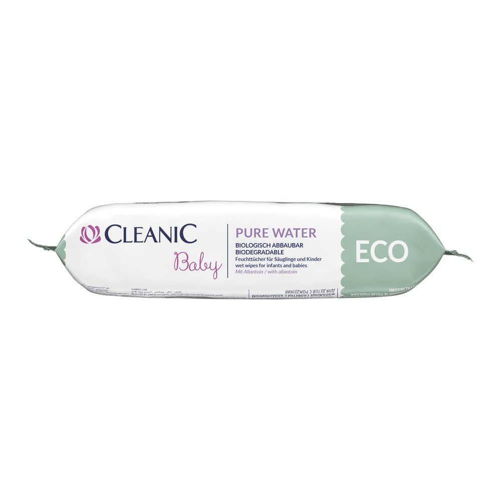 Cleanic Baby Eco Pure Water vlhčené ubrousky – (1 x 50 ks) Vlhčené ubrousky pro děti a kojence – bez parfemace, splachovatelná, citlivá pokožka – 50 ks.