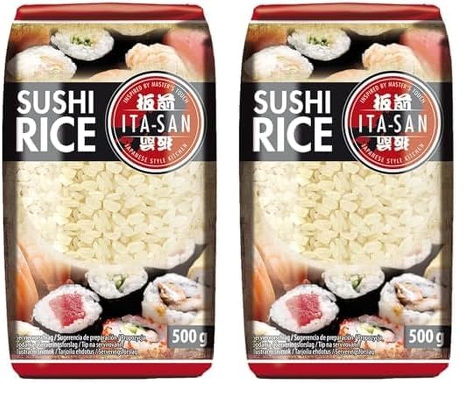 ITA-SAN Sushi rýže, kulatá zrna, špičková kvalita, 100% čistá odrůda, rychlá a snadná příprava, veganská, halal, bez lepku (1 x 500 g)
