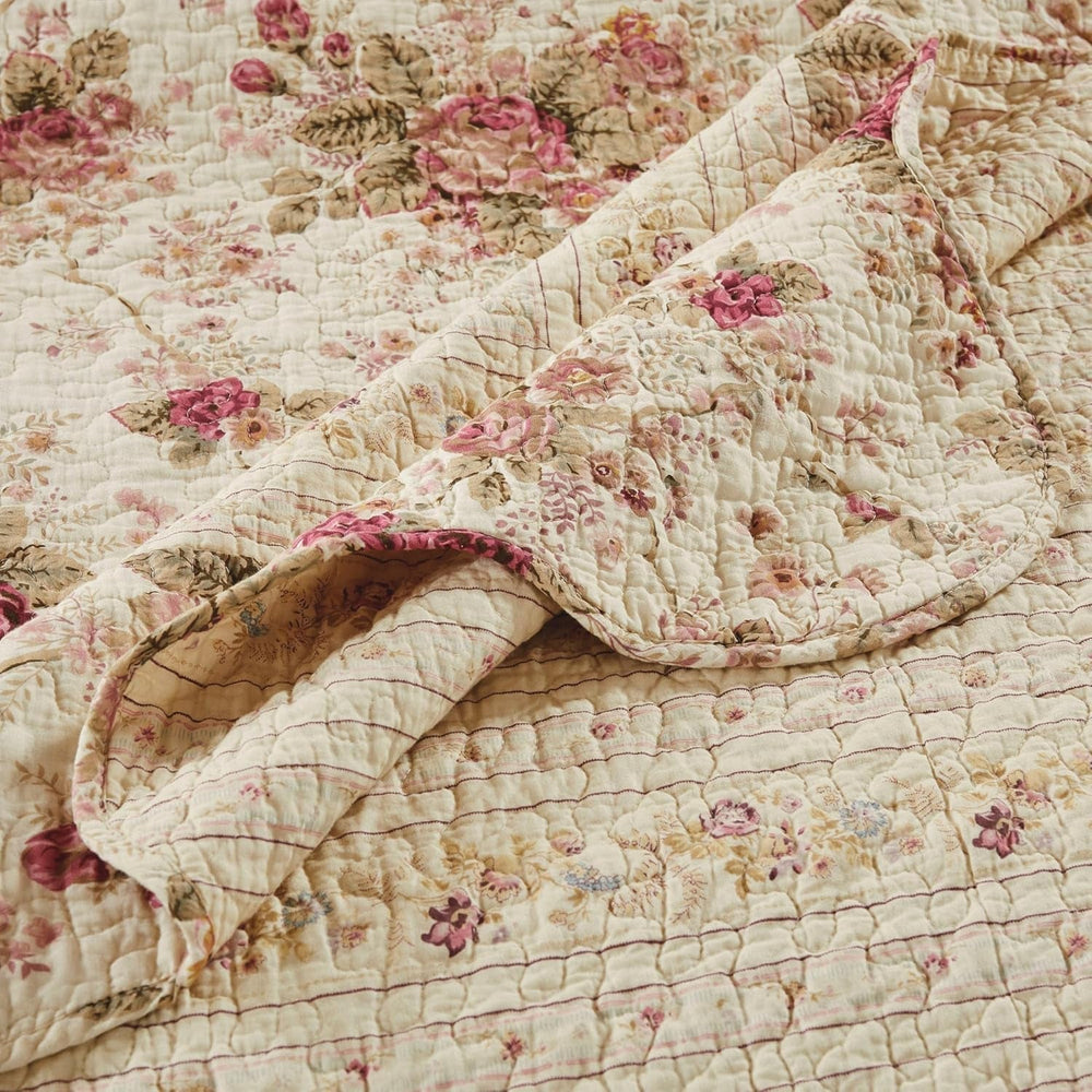 Greenland Home Antique Rose - klasický, tradiční květinový vzor - 100% bavlna, prošívaná, přikrývka, 127 X 152,4 cm, ecru Postele a přikrývky Greenland Home Fashions