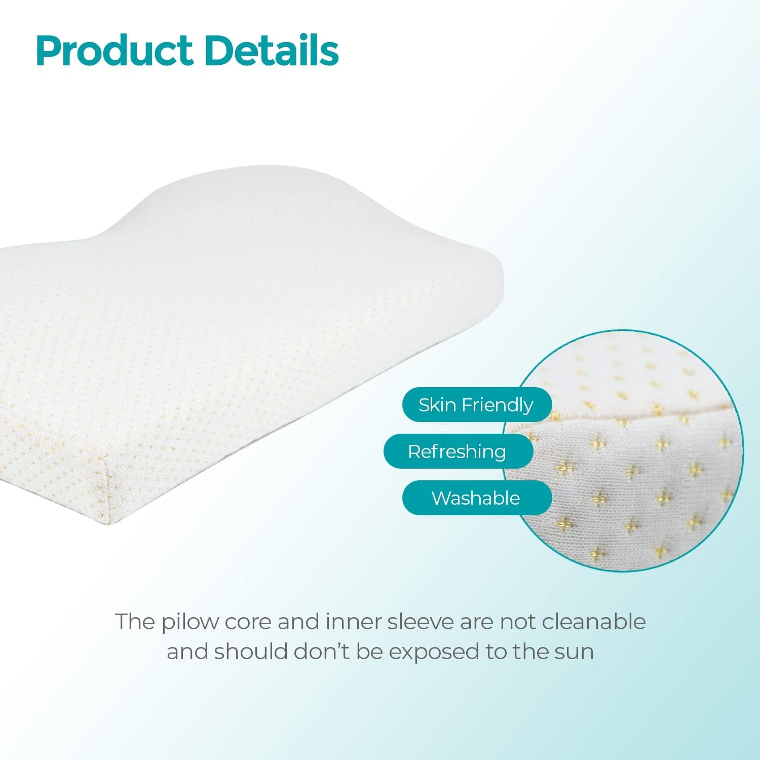 Edihome, Pernă de susținere a gâtului, Pernă pentru ameliorarea durerilor de gât, 50 x 30 x 10 cm, Pernă de gât din spumă cu memorie, Pernă ortopedică, Ergonomică, cu husă dublă din bumbac, Hipoalergenică