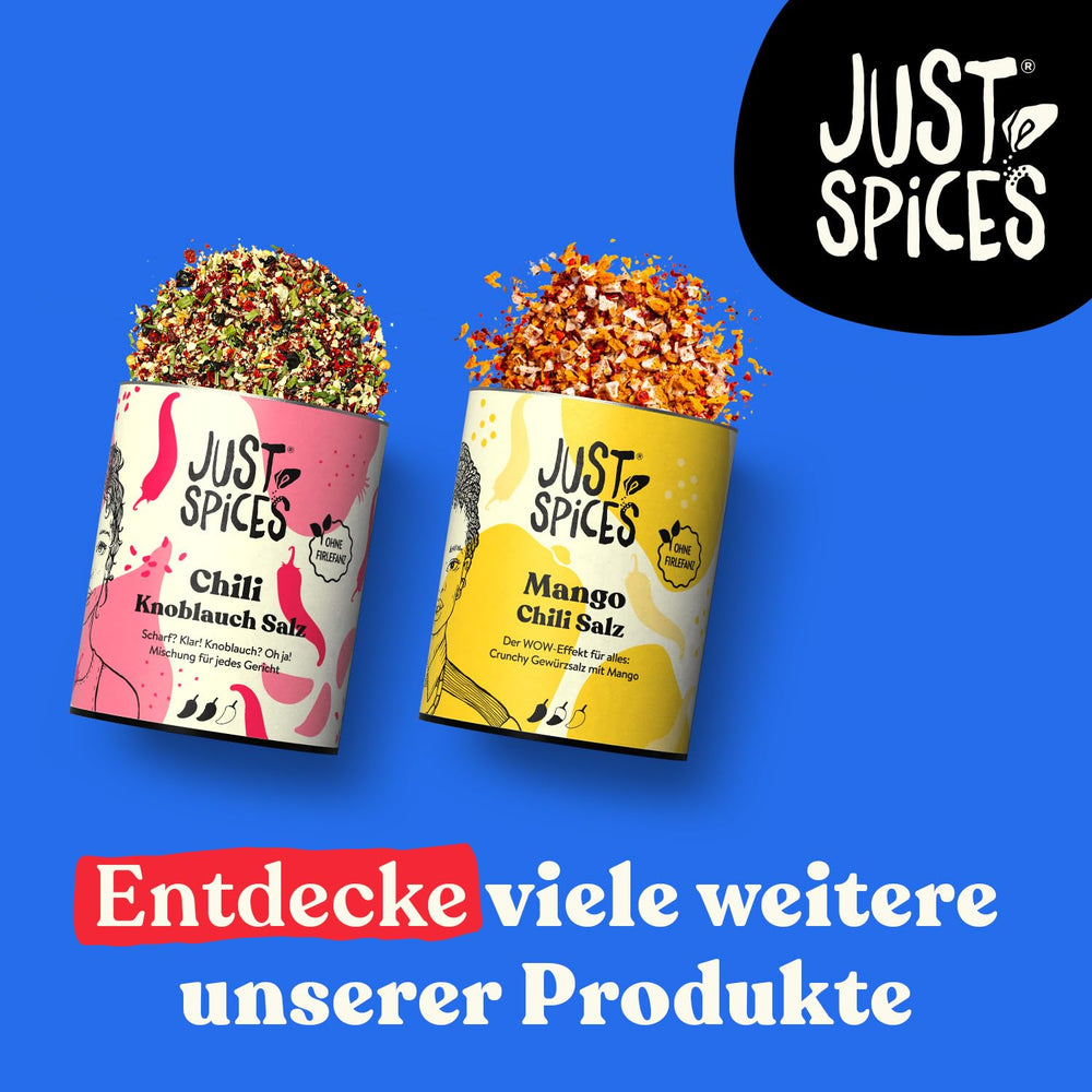Just Spices Chilli česneková sůl I Gewürzmix, der zu allen Gerichten schmeckt I Gewürzdose, 55 g