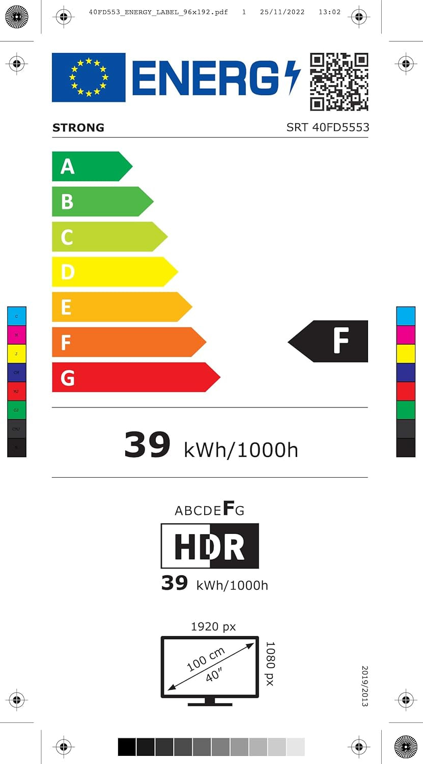 STRONG - Televizor Full HD SRT40FD5553 de 40 inch (100 cm) - Smart TV prin Android TV - Calitate excepțională a imaginii - Tuner triplu - 3 porturi HDMI (1 ARC), 2 porturi USB, conexiune AV, antenă/satelit - negru