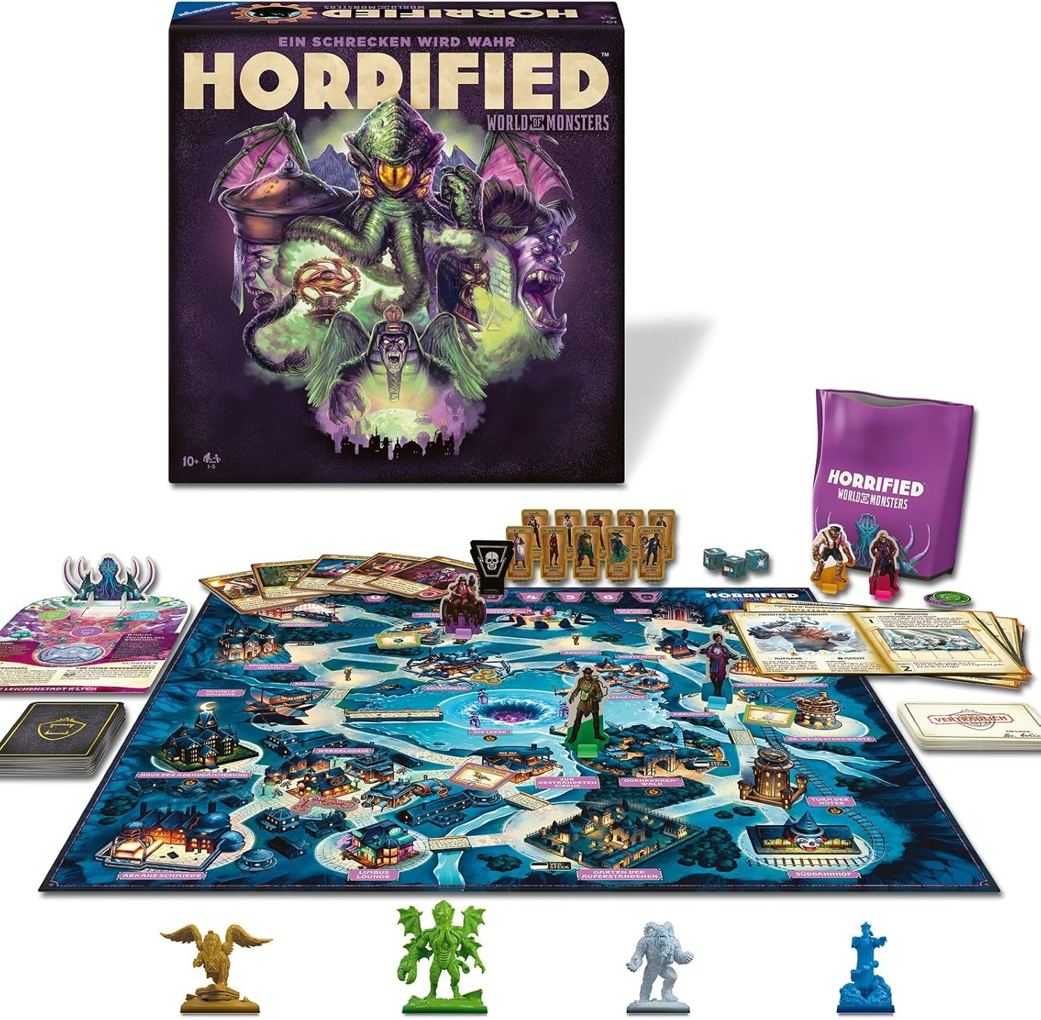 Ravensburger 22892 - Horrified: Lumea Monștrilor - Joc de societate cooperativ și captivant pentru vârste de 10 ani și peste, pentru seri de jocuri cu prietenii sau familia, pentru 1-5 fani Horrified