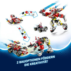 LEGO Dreamzzz Cooper's Tiger Mech a Zero'S Hot Rod Car, Autíčko pro děti, Dárek pro 9leté chlapce a dívky, Hrací sada 2 v 1 s robotem a minifigurkami 71497 Stavebnice Besuche den LEGO-Store